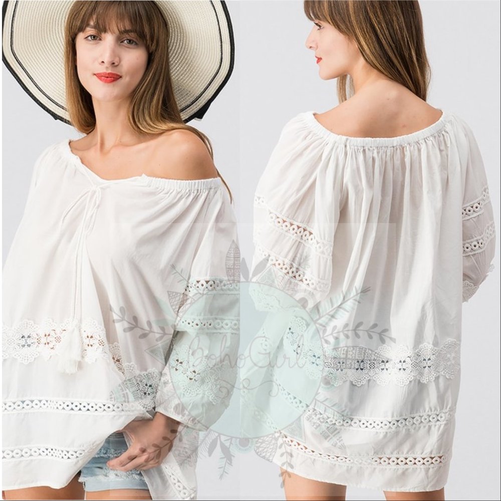 WHITE BOHO TOP - Picture 3 of 3
